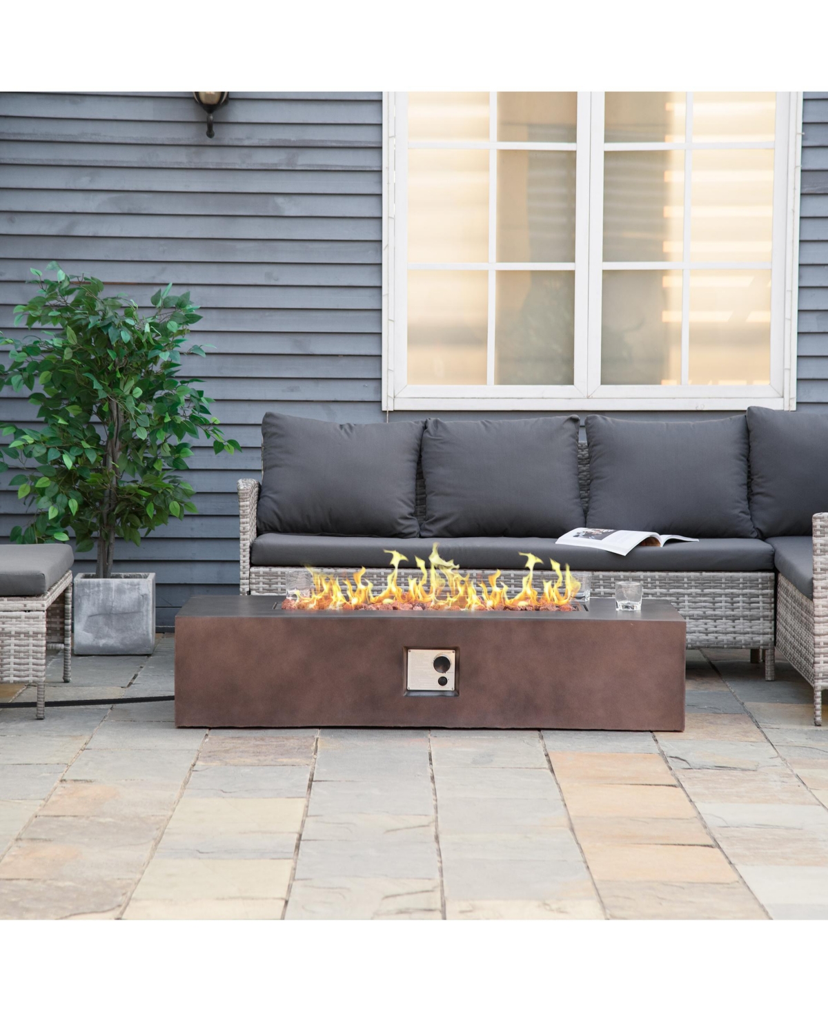Outsunny 56" Firepit Table, 50,000 Btu with Lava Rocks & Rain Cover,