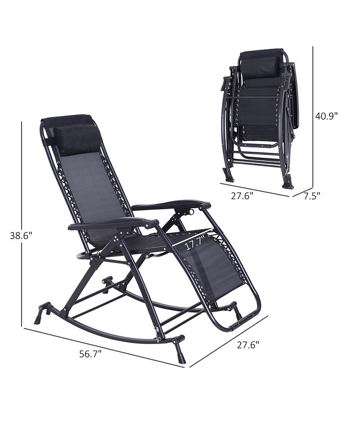 Outsunny Zero Gravity Reclining Rocking Chair, Lounge Rocker, Folding
