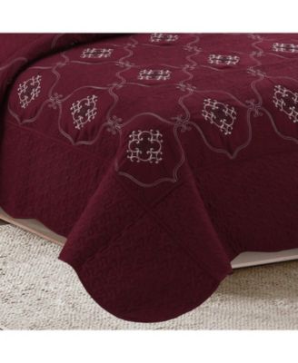 3 Piece Quilted Embroidery Quilts Bedspreads Set Emma - King/ California king