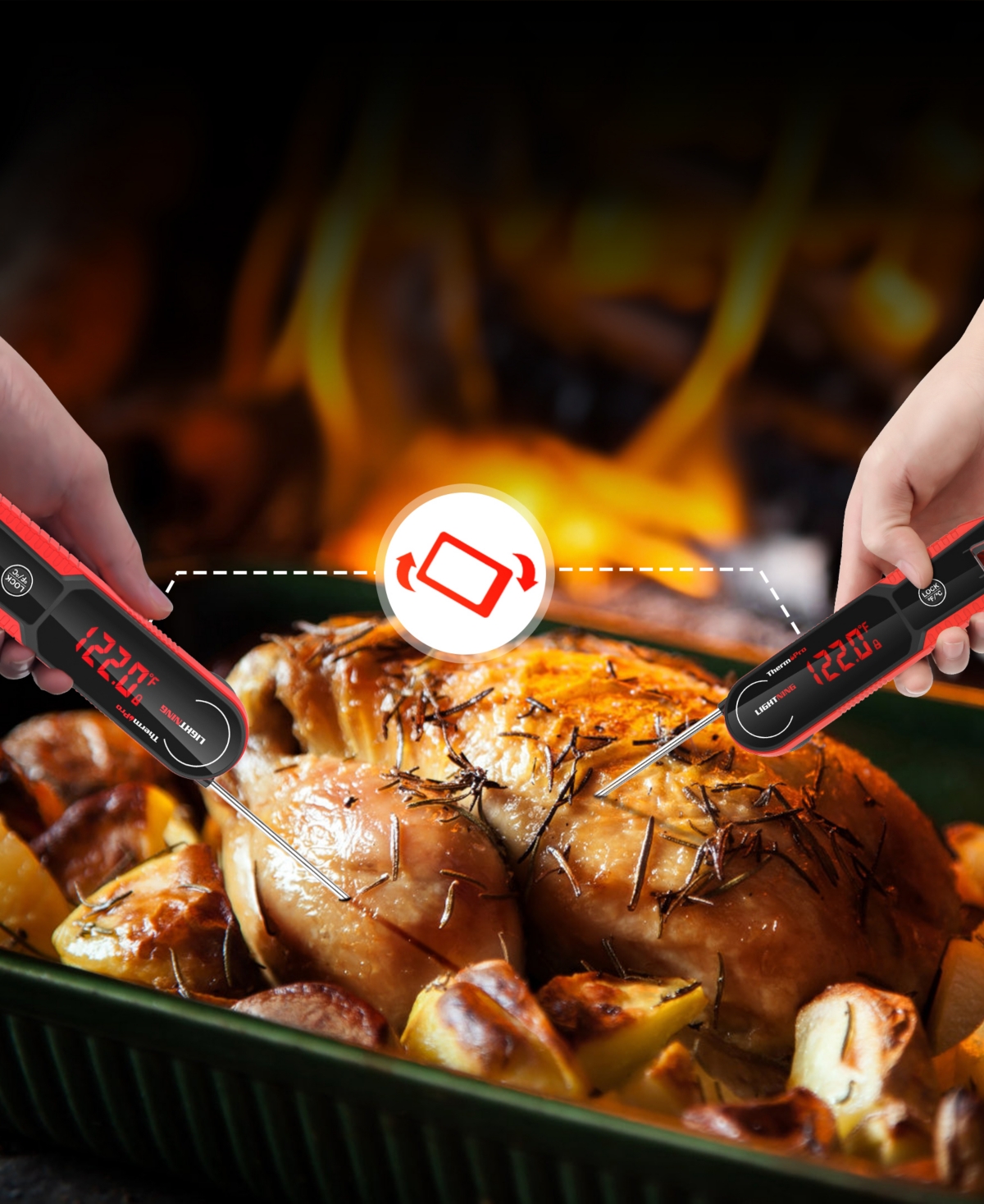 Thermopro Pack Of 1 Lightning 1-second Instant Read Meat Thermometer In Red,black