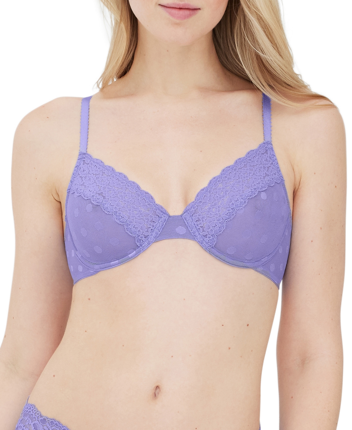 Women's Dare Dot Lace Unlined Underwire Bra with Lace - Periwinkle