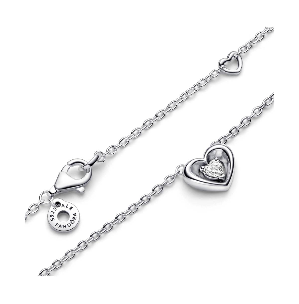 Pandora Moments SterlingRadiant Heart Floating Cubic Zirconia Stone Pendant Collier Necklace - Silver