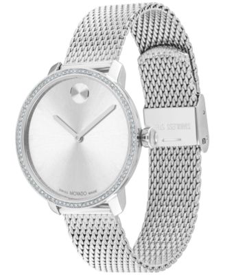 Women's Swiss Bold Shimmer Stainless Steel Mesh Bracelet Watch 34mm
