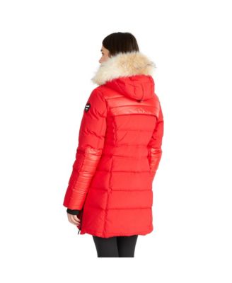 Women's Women's Alia Mixed Media Quilted Parka with Detachable Hood and Faux Fur Trim
