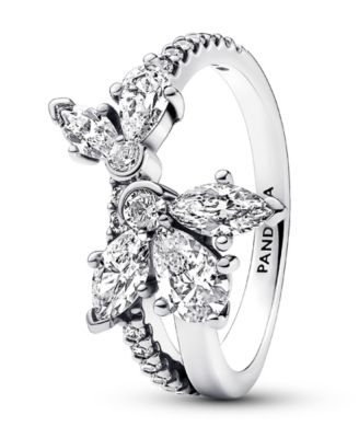 Cubic Zirconia Asymmetrical Herbarium Cluster Ring