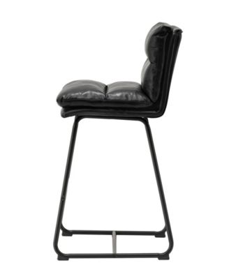 Set of 2 Leatherette Modern Thick Bar Stool with Metal Legs