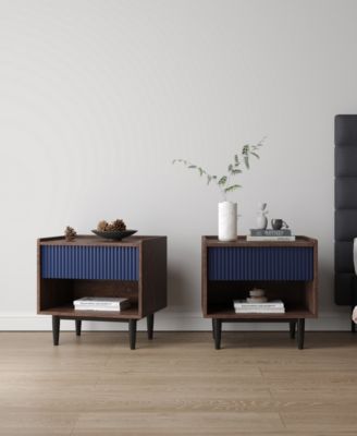 Duane 2-Piece Ribbed 1-Drawer Nightstand Set