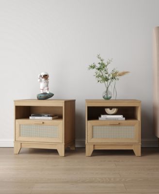 Sheridan 2-Piece 1-Drawer Cane Nightstand Set