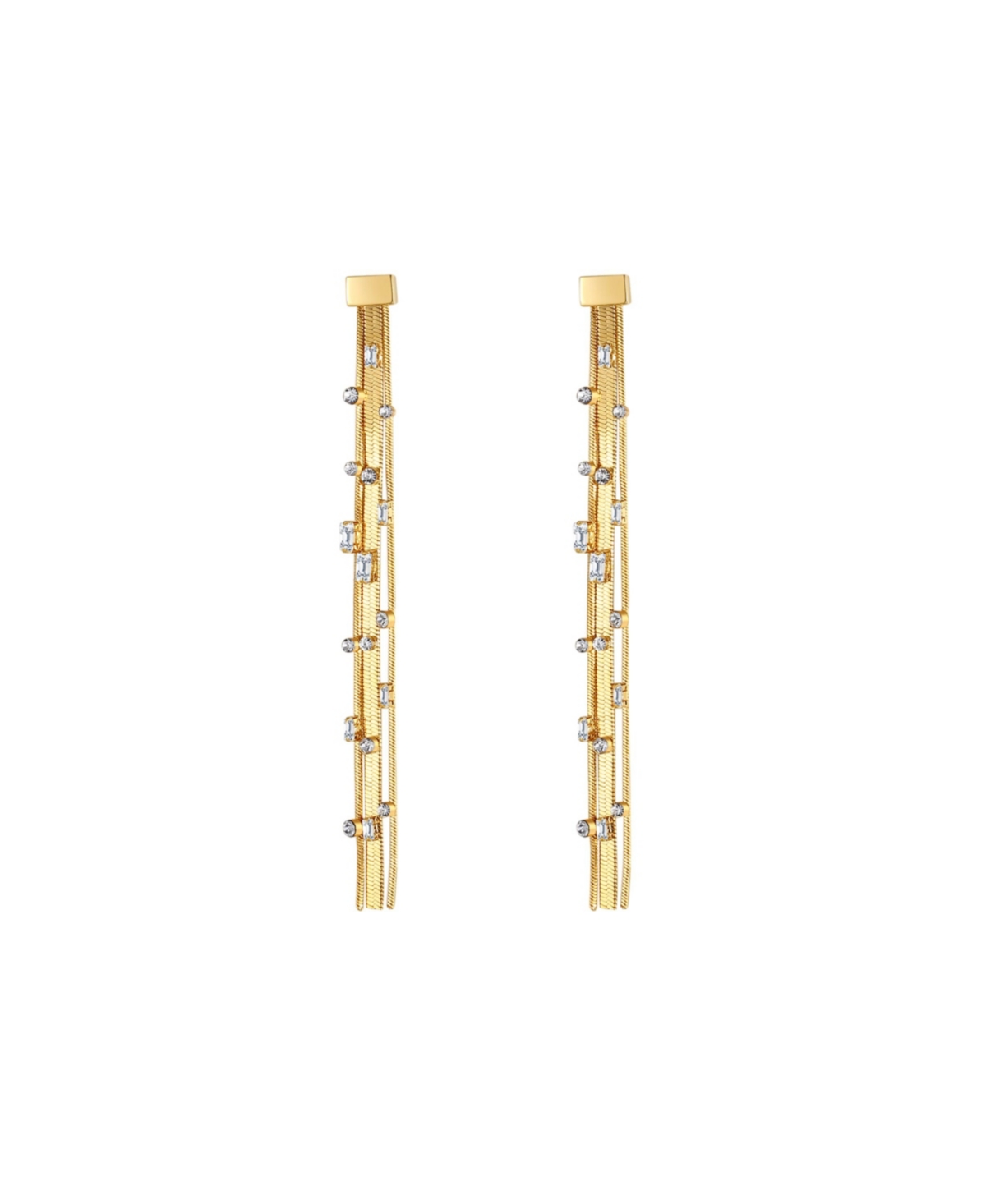 Tassel Zirconia Earrings - Gold