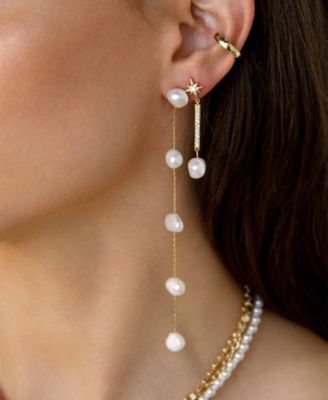 Imitation Pearls Earrings Dripping in 18K Gold Plating