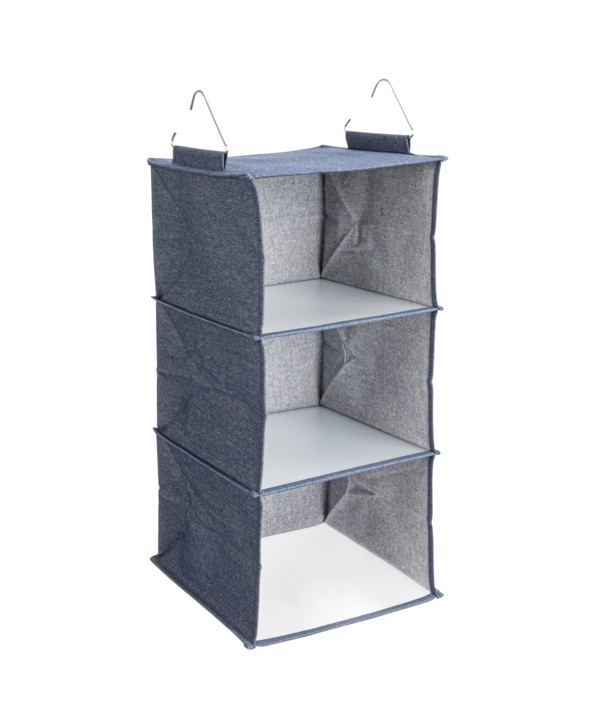 Household Essentials Hanging Cotton Blend Closet Organizer With 3 Storage Shelves In Blue