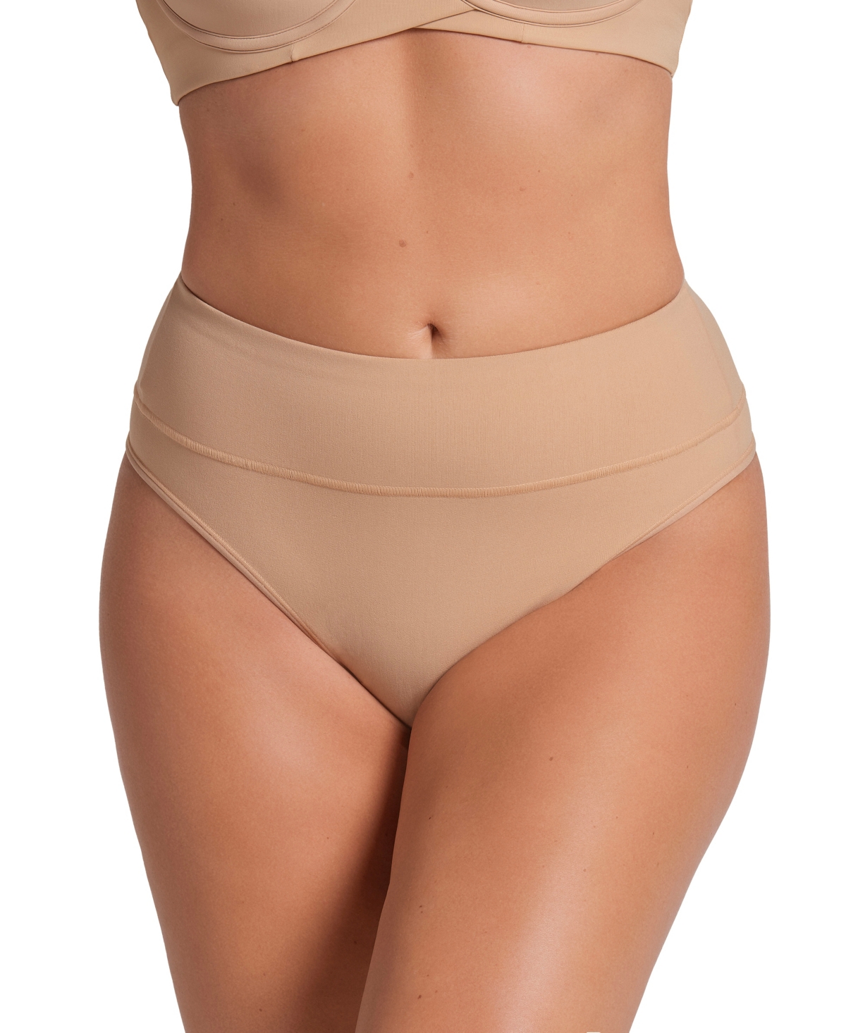 Leonisa Women's High-waisted Seamless Moderate Shaper Thong Panty In Light Beige