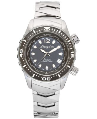 Abingdon Co. - Women's Diver's Multifunctional Titanium Bracelet & White Silicone Strap Watch 40mm