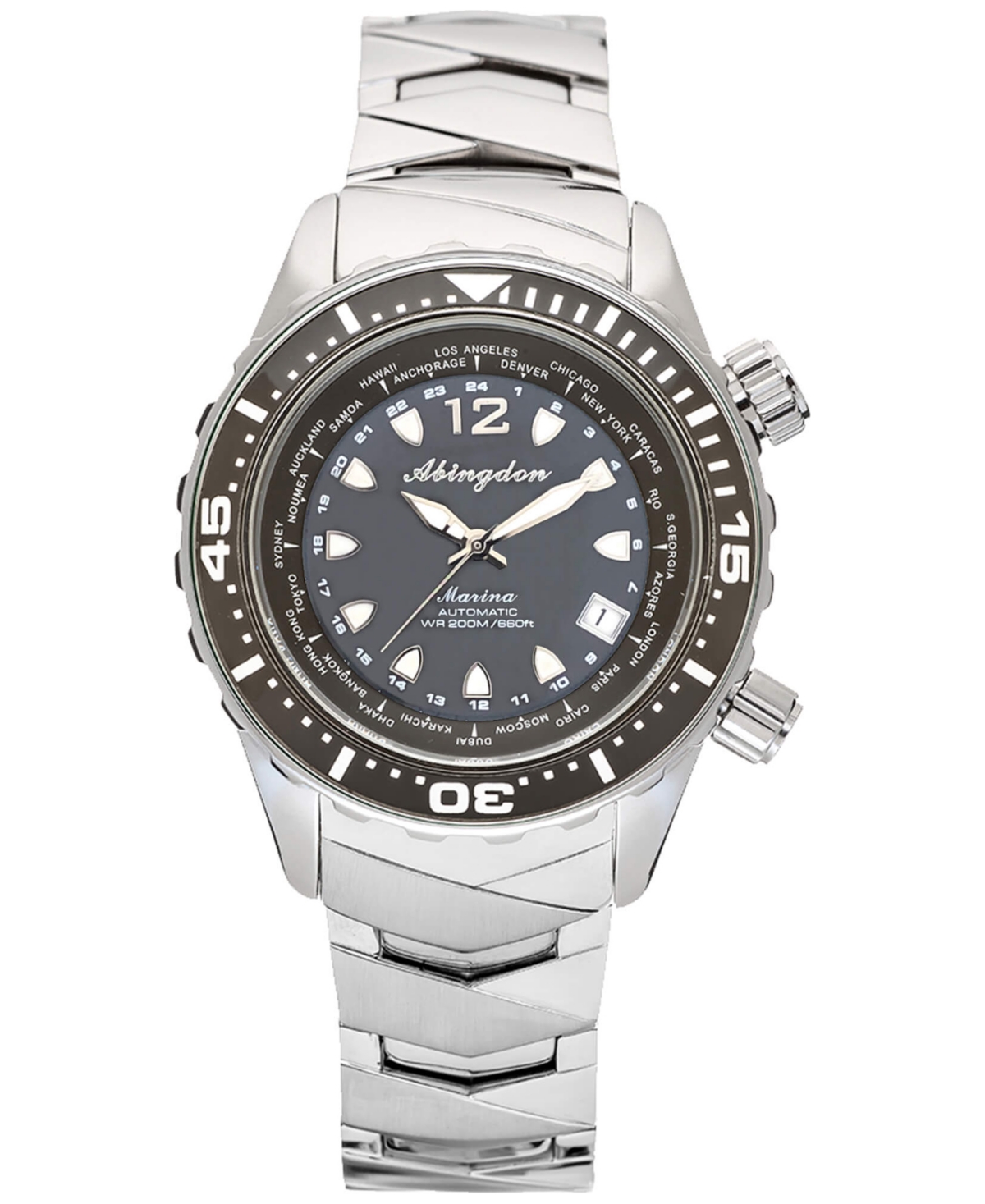 Women's Marina Diver's Multifunctional Titanium Bracelet & White Silicone Strap Watch 40mm - Belieze Black