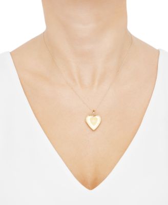 Diamond Accent Heart Locket 18" Pendant Necklace in 10k Gold