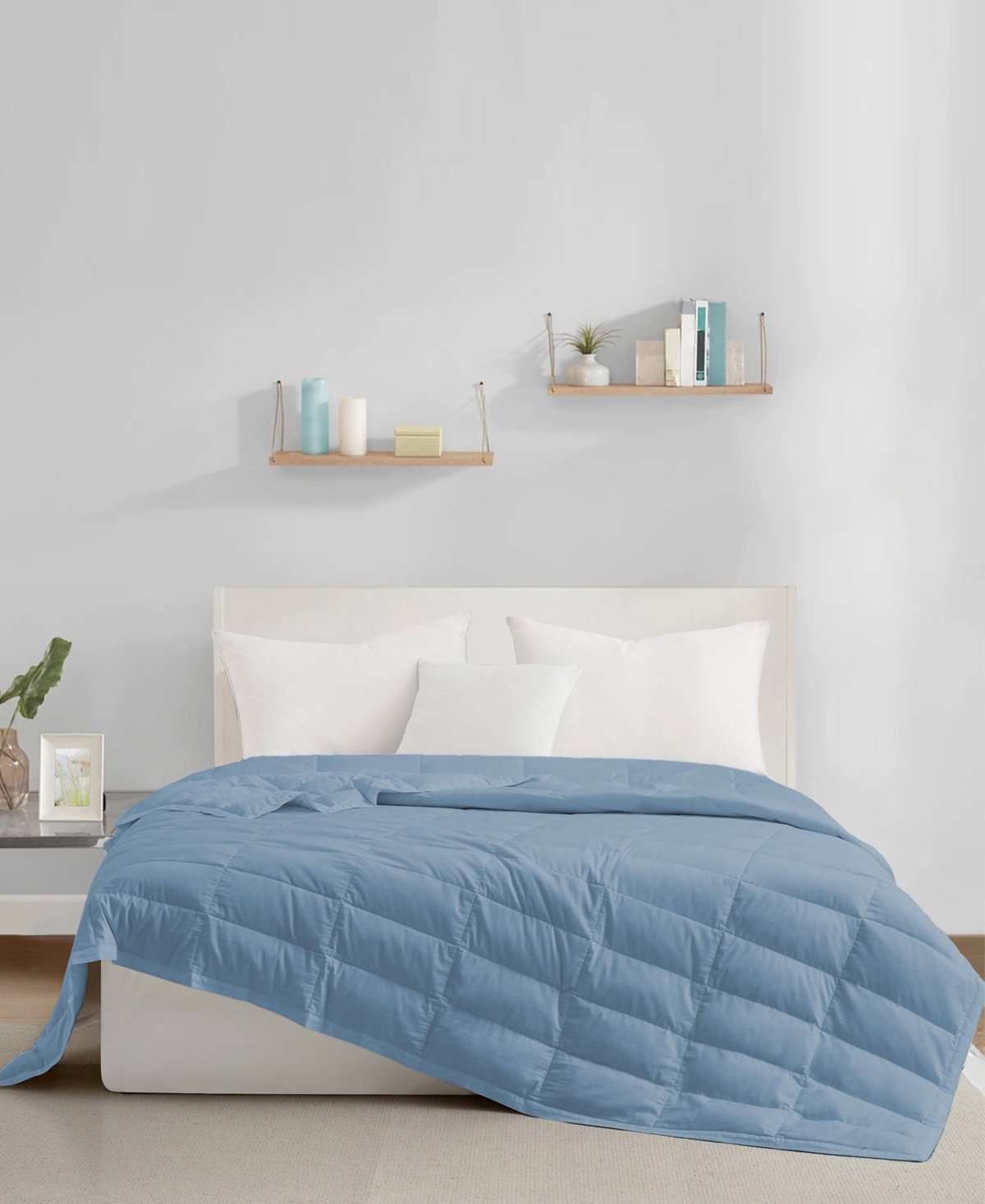 Unikome Cooling Lyocell Ultra Lightweight Down Blanket, Full/queen In Dusty Blue