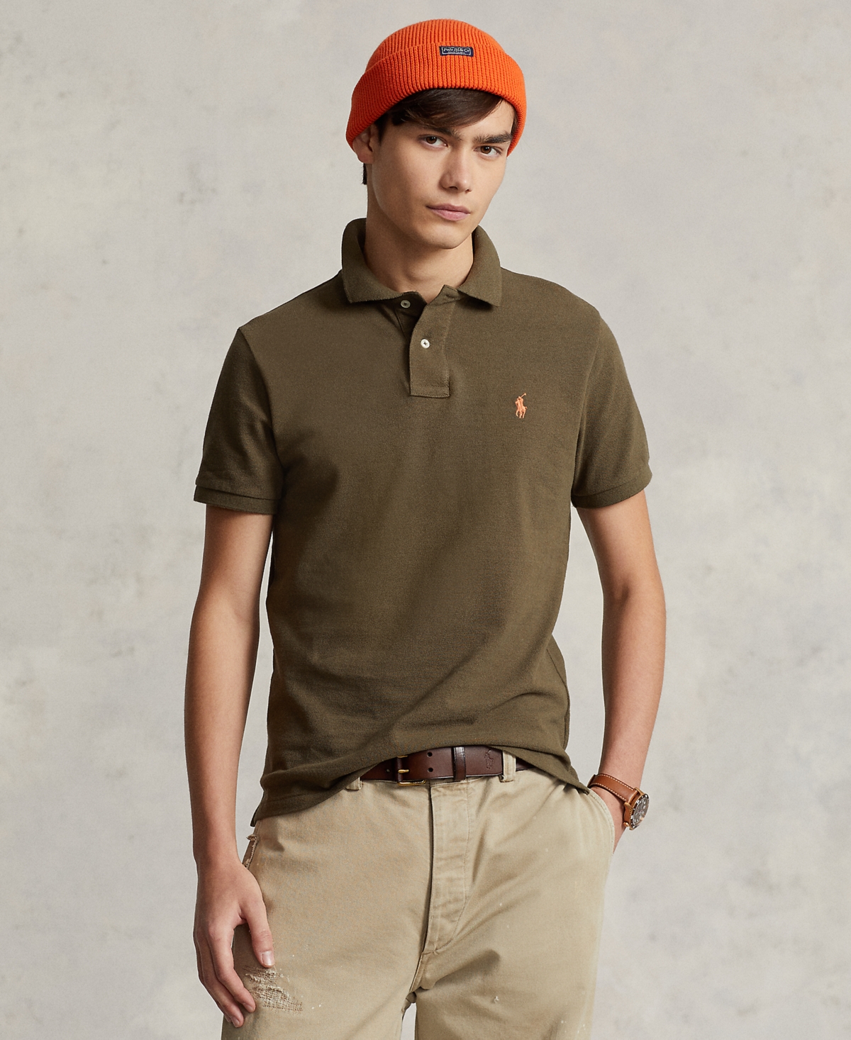 Polo Ralph Lauren Green Slim Cotton Logo Embroidery Polo Shirt In Canopy Olive