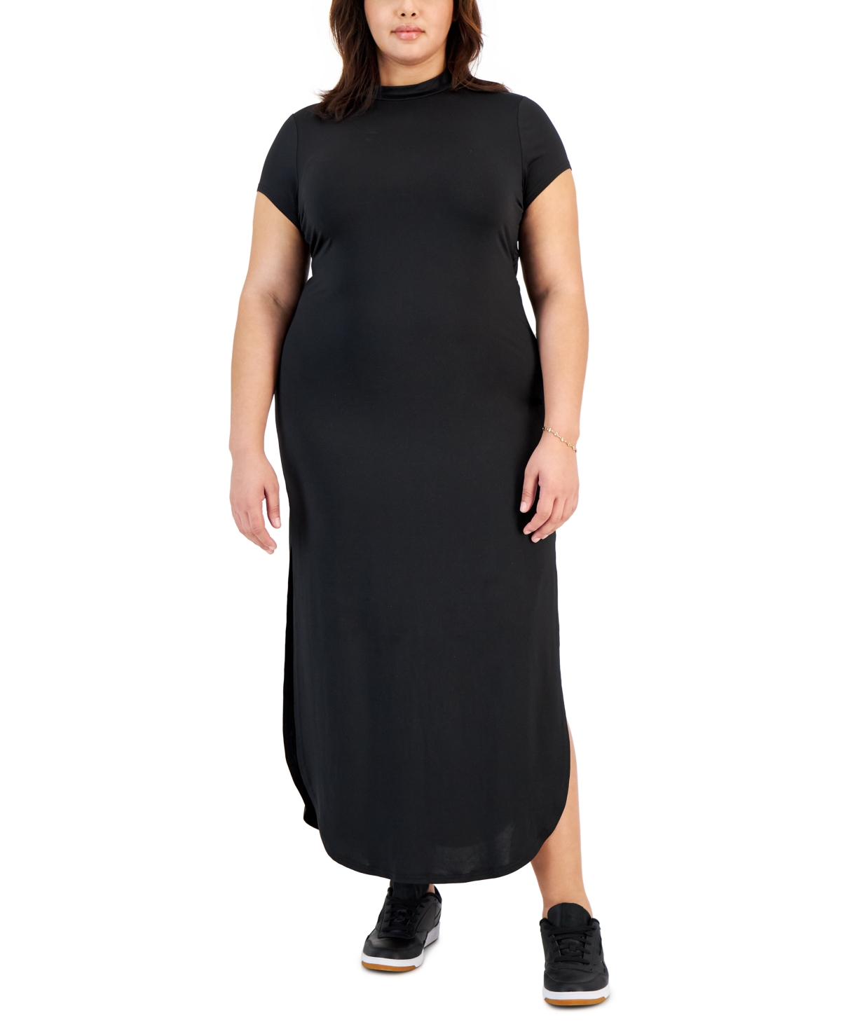 Full Circle Trends Trendy Plus Size Back-cutout Maxi Dress In Black Beuaty