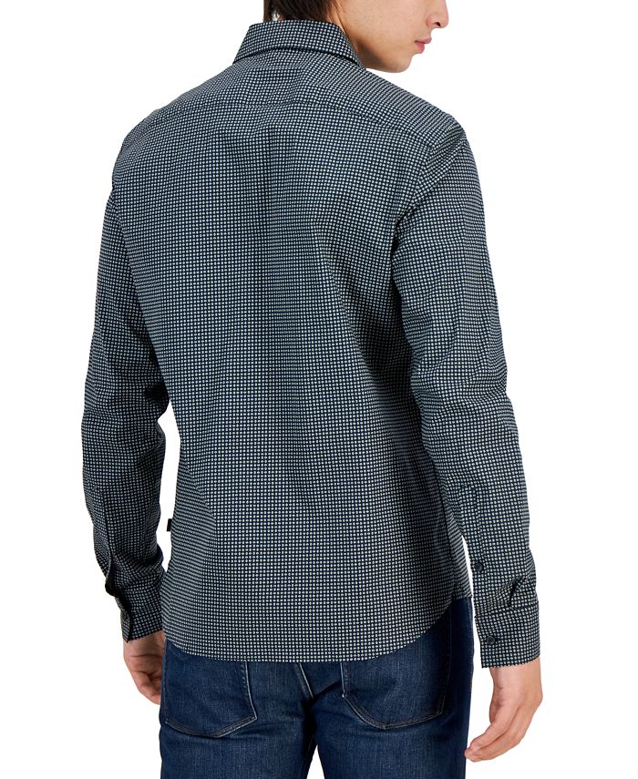 Michael Kors Men's Slim Fit Stretch Button-Front Geo Print Shirt - Macy's