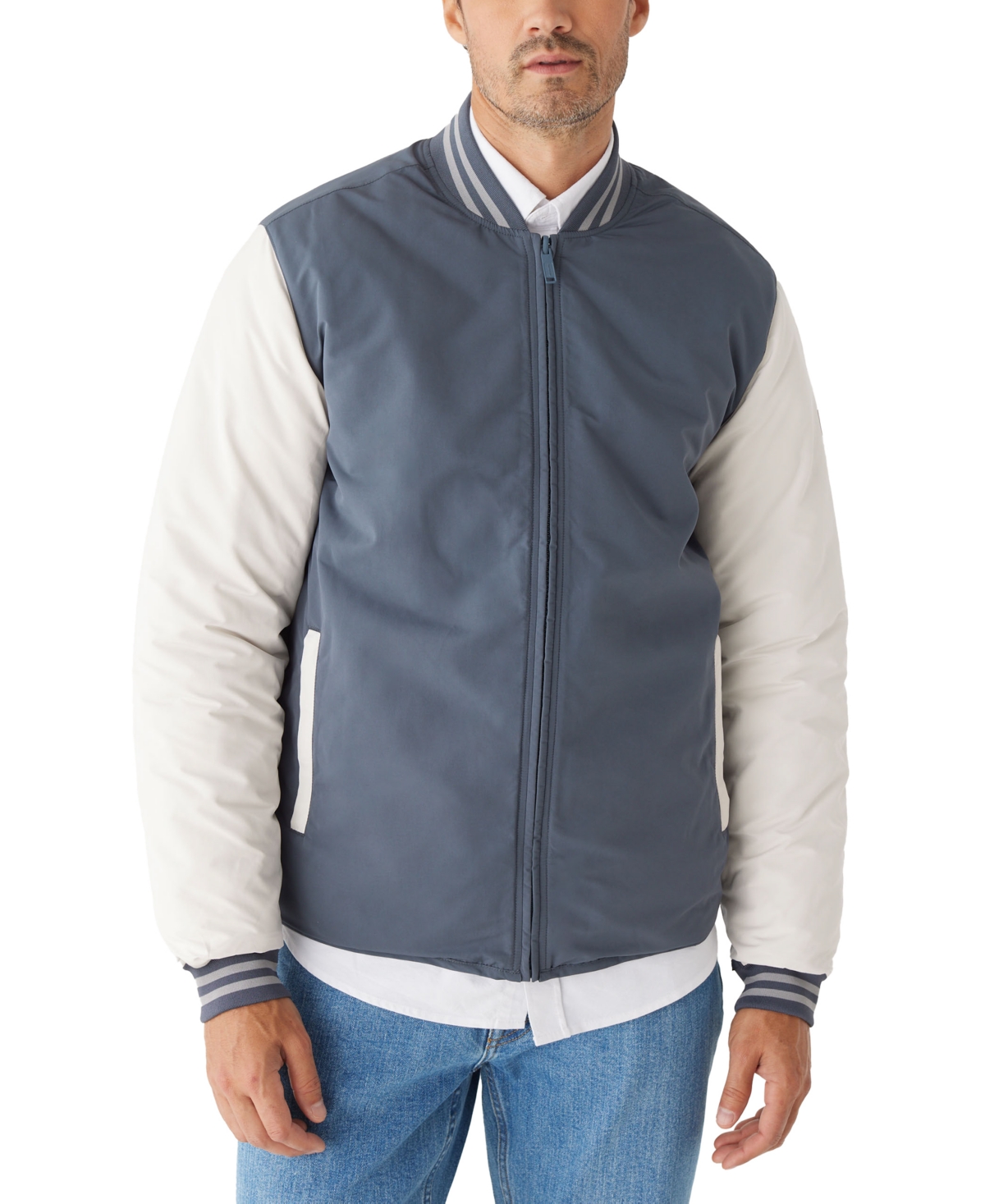 Men's Skyline Reversible Weather-Resistant Varsity Jacket - Ombre Blue