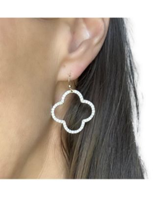 Cubic Zirconia Encrusted Clover Dangle Earrings