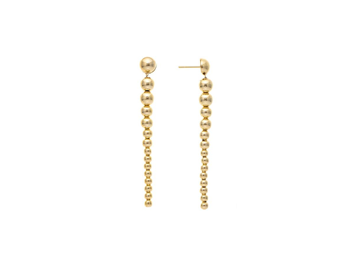 Graduated Polished Bead Drop Earrings - Gold