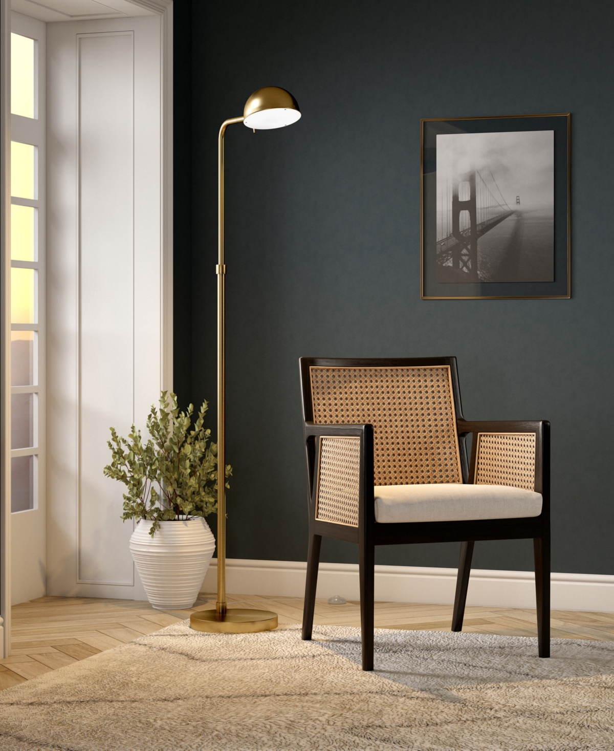 Shop Hudson & Canal Arundel 66" Tall Integrated Led Floor Lamp With Metal Shade In Brushed Brass
