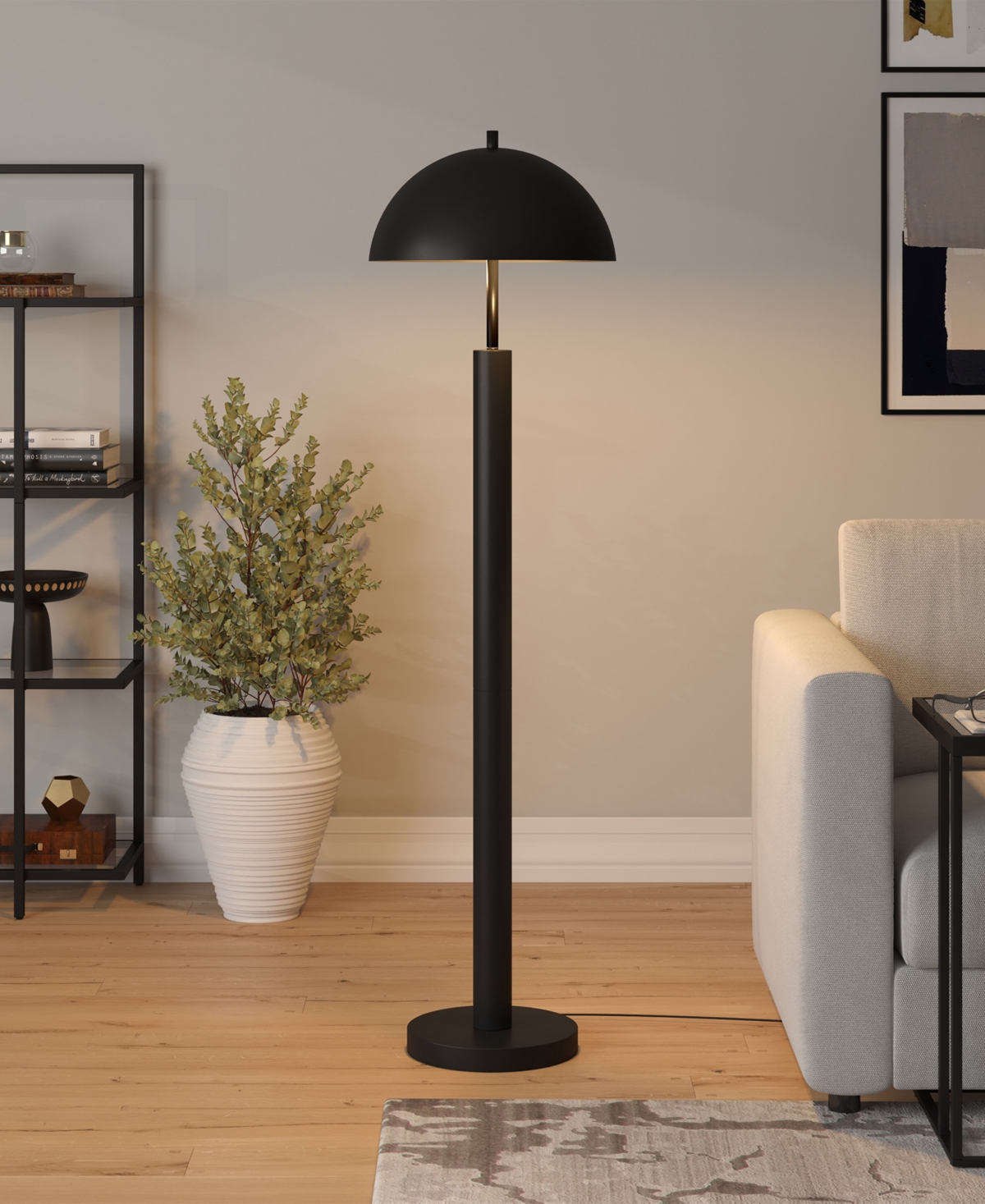 Shop Hudson & Canal York 58" Tall Floor Lamp With Metal Shade In Blackened Bronze