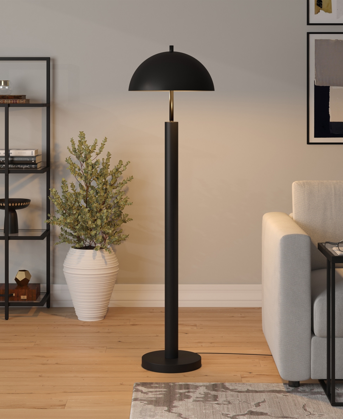Hudson & Canal York 58" Tall Floor Lamp With Metal Shade In Blackened Bronze