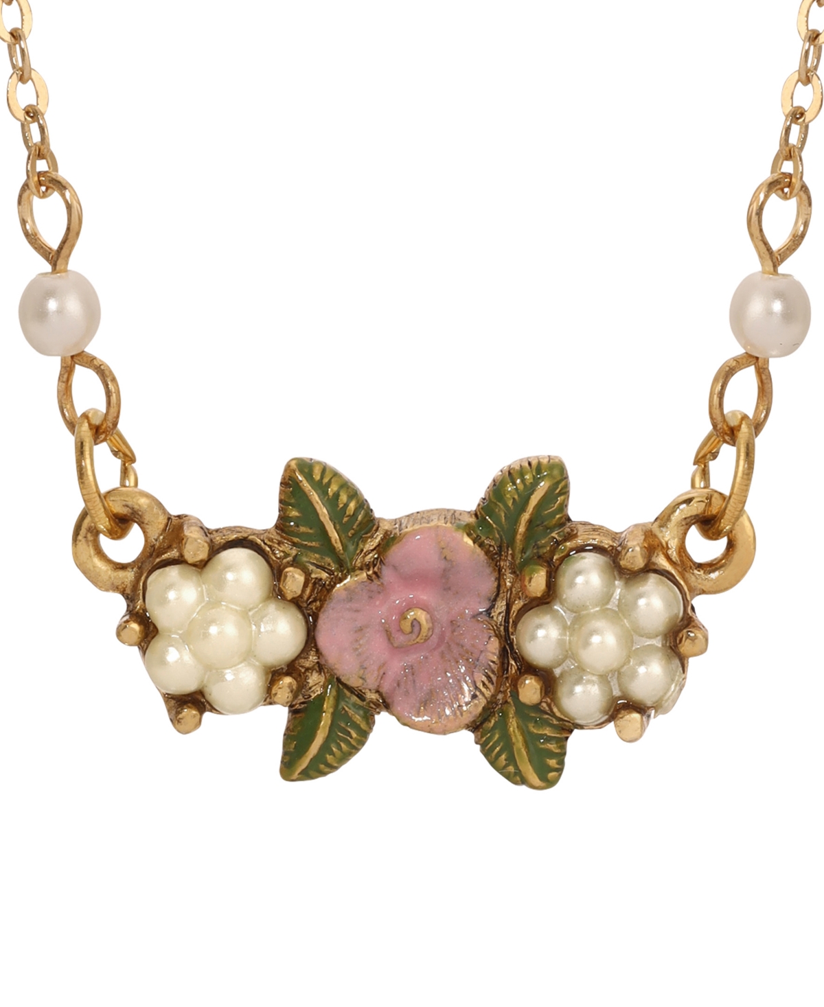Shop 2028 Imitation Pearl Pink Enamel Flower Collar Necklace