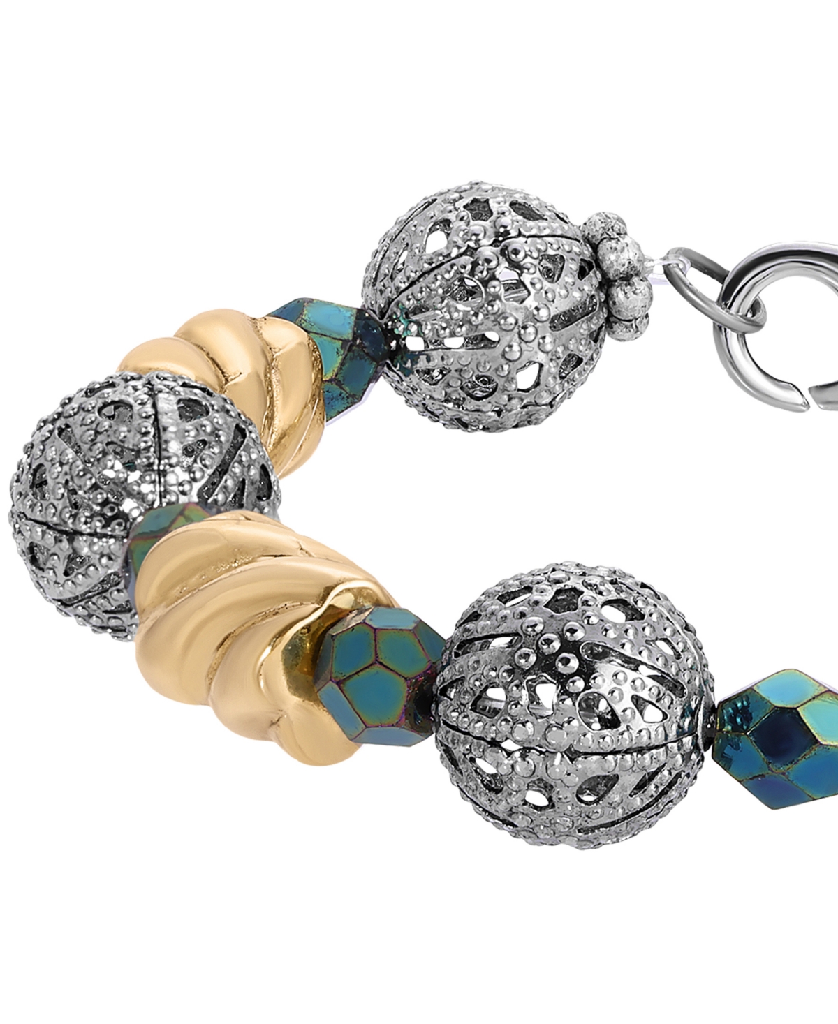 Shop 2028 Green Glass Acrylic Bead Link Bracelet