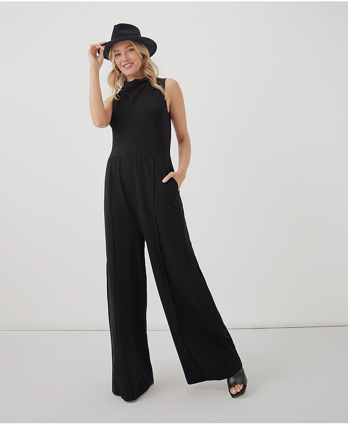 Pact Organic Cotton Fit & Flare Cowl Neck Jumpsuit - Macy's