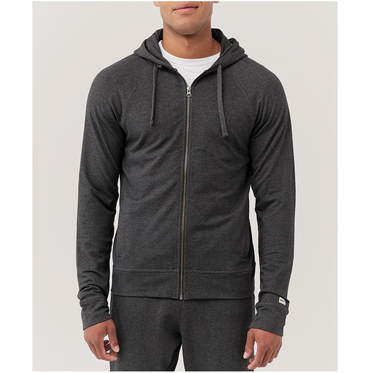 Organic Cotton Stretch French Terry Zip Hoodie - Ivy