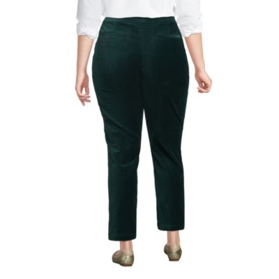 Plus Size Velvet High Rise Pintuck Pencil Ankle Pants