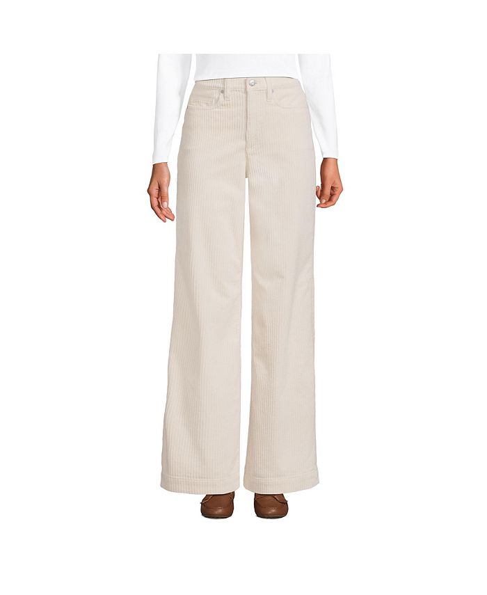 Lands' End Women's High Rise Wide Leg Corduroy Pants - Macy's