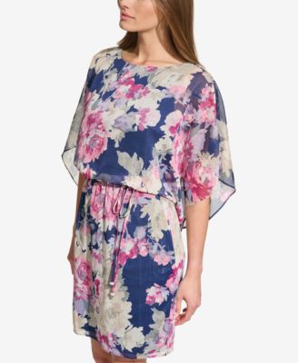 Petite Printed Dolman-Sleeve Blouson Dress