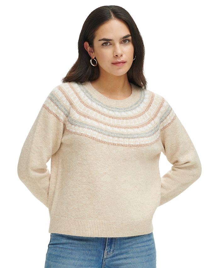 Calvin Klein Women's Crew Neck Fair Isle Sweater - Macy's