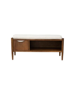 42" Arcadia Wide Accent Wood Bench with Storage and Upholstered Cushion