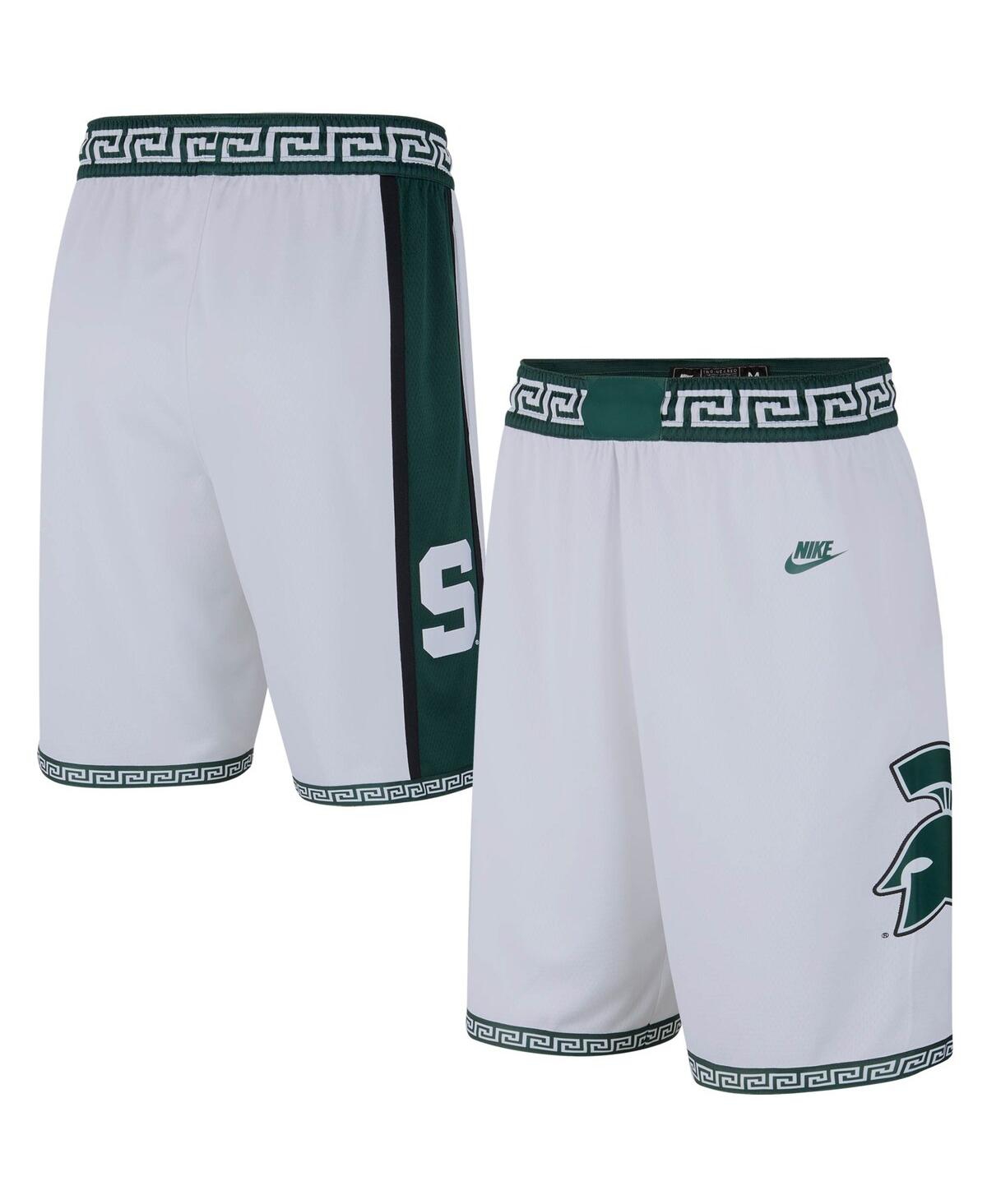 Shop Nike Men's  White Michigan State Spartans Limited Retro Basketball Shorts
