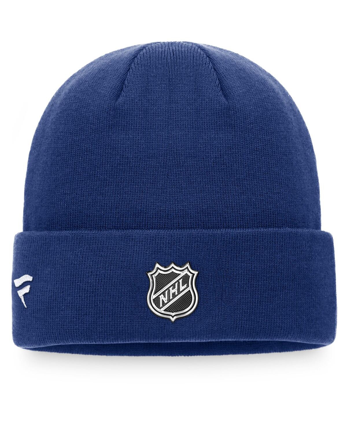 Shop Fanatics Men's  Royal Toronto Maple Leafs Authentic Pro Locker Room Cuffed Knit Hat