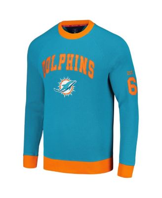 Men's Aqua, Orange Miami Dolphins Reese Raglan Tri-Blend Pullover Sweatshirt