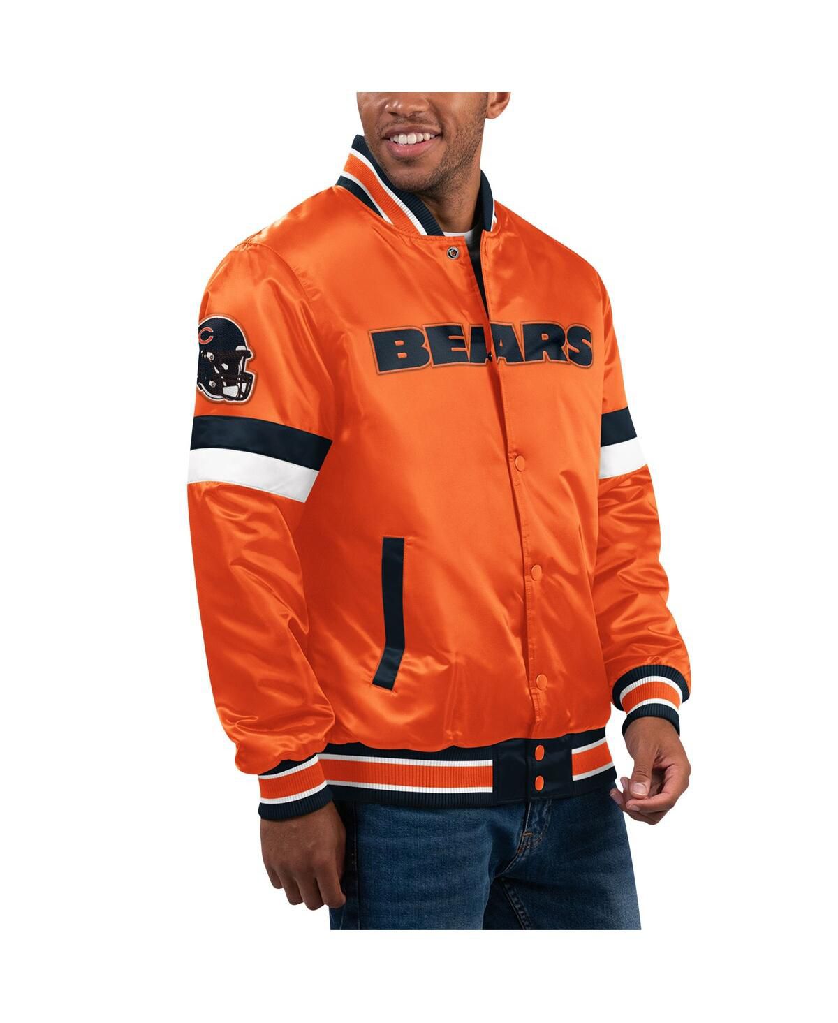 Мужская оранжевая спортивная куртка Chicago Bears Home Game из атласа с полной застежкой