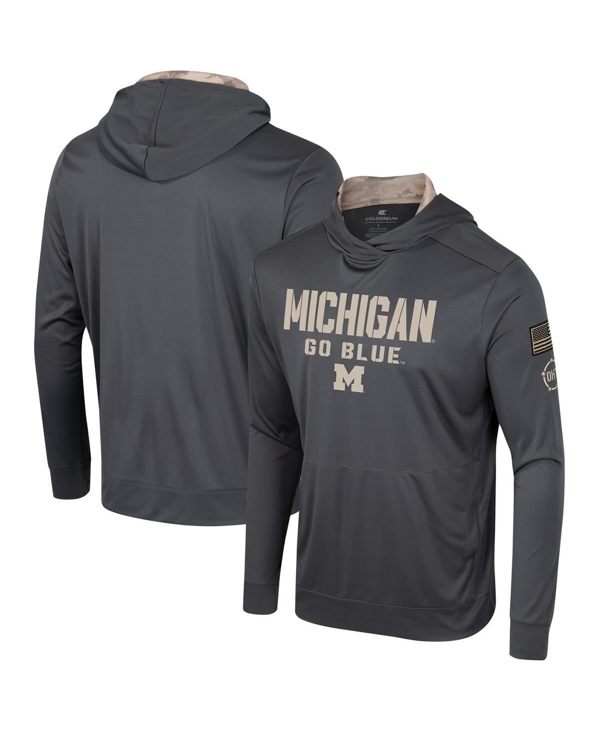 Men's Colosseum Charcoal Michigan Wolverines Oht Military-Inspired Appreciation Long Sleeve Hoodie T-shirt - Charcoal