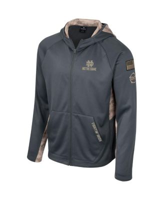 Men's Charcoal Notre Dame Fighting Irish OHT Military-Inspired Appreciation Camo Raglan Full-Zip Hoodie