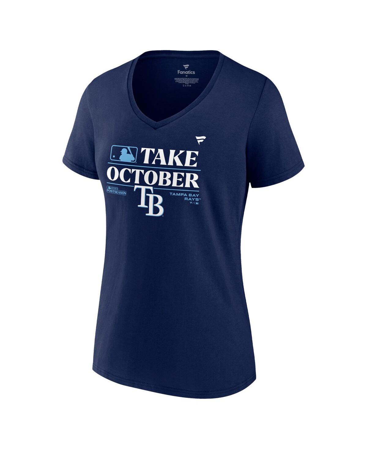 Fanatics Branded  Navy Tampa Bay Rays 2023 Postseason Locker Room V-neck T-shirt In Navy