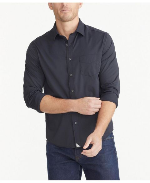 Мужская рубашка UNTUCKit Regular Fit Wrinkle-Free Performance Gironde Button Up, цвет: Чёрный
