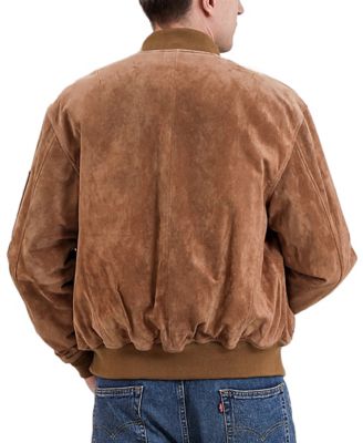 Men MA-1 Suede Leather Flight Bomber Jacket