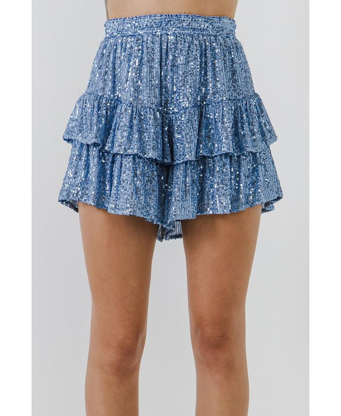 endless rose Women's Sequins Ruffled Skorts Macy's