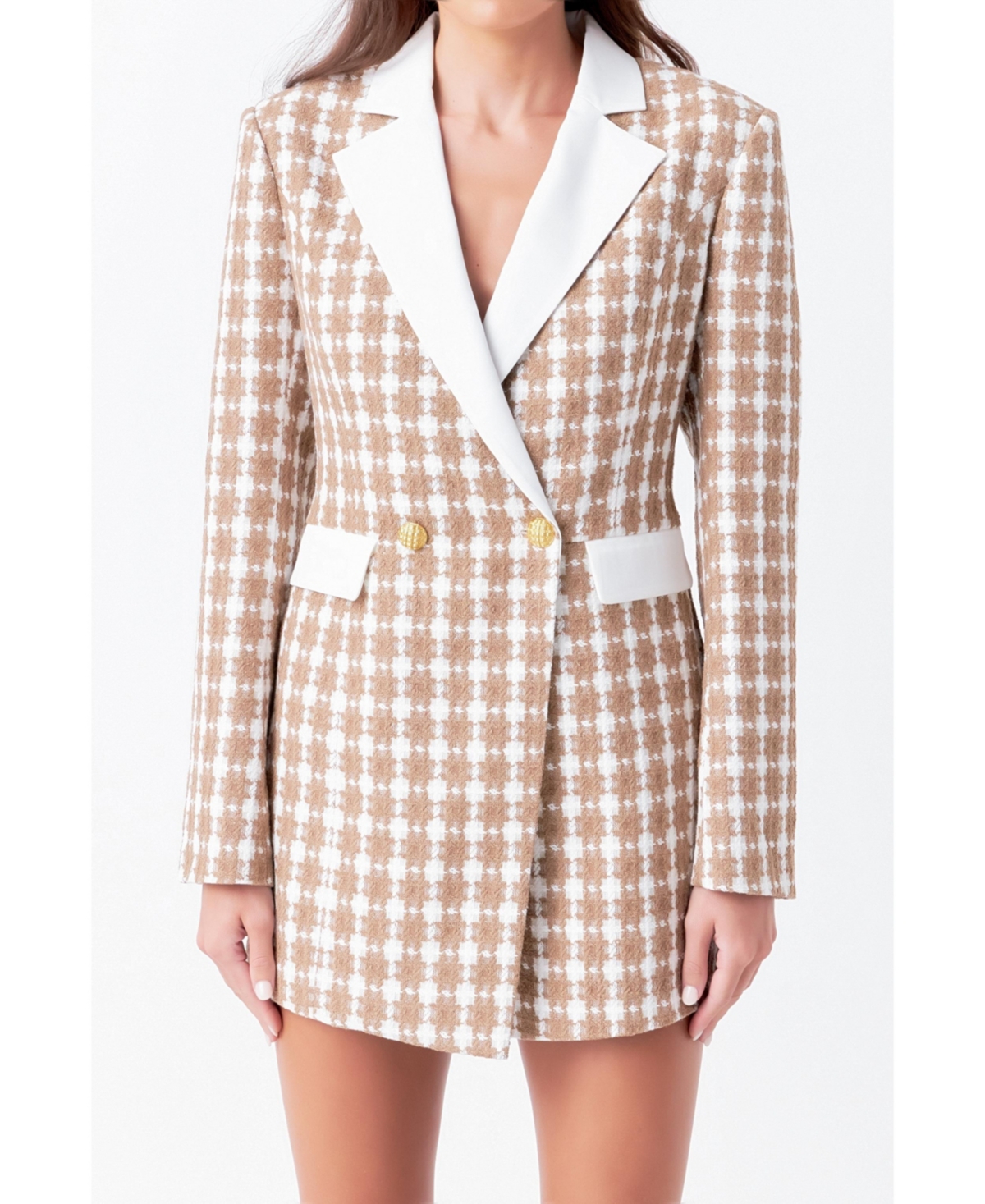 ENDLESS ROSE WOMEN'S HOUNDSTOOTH BLAZER ROMPER