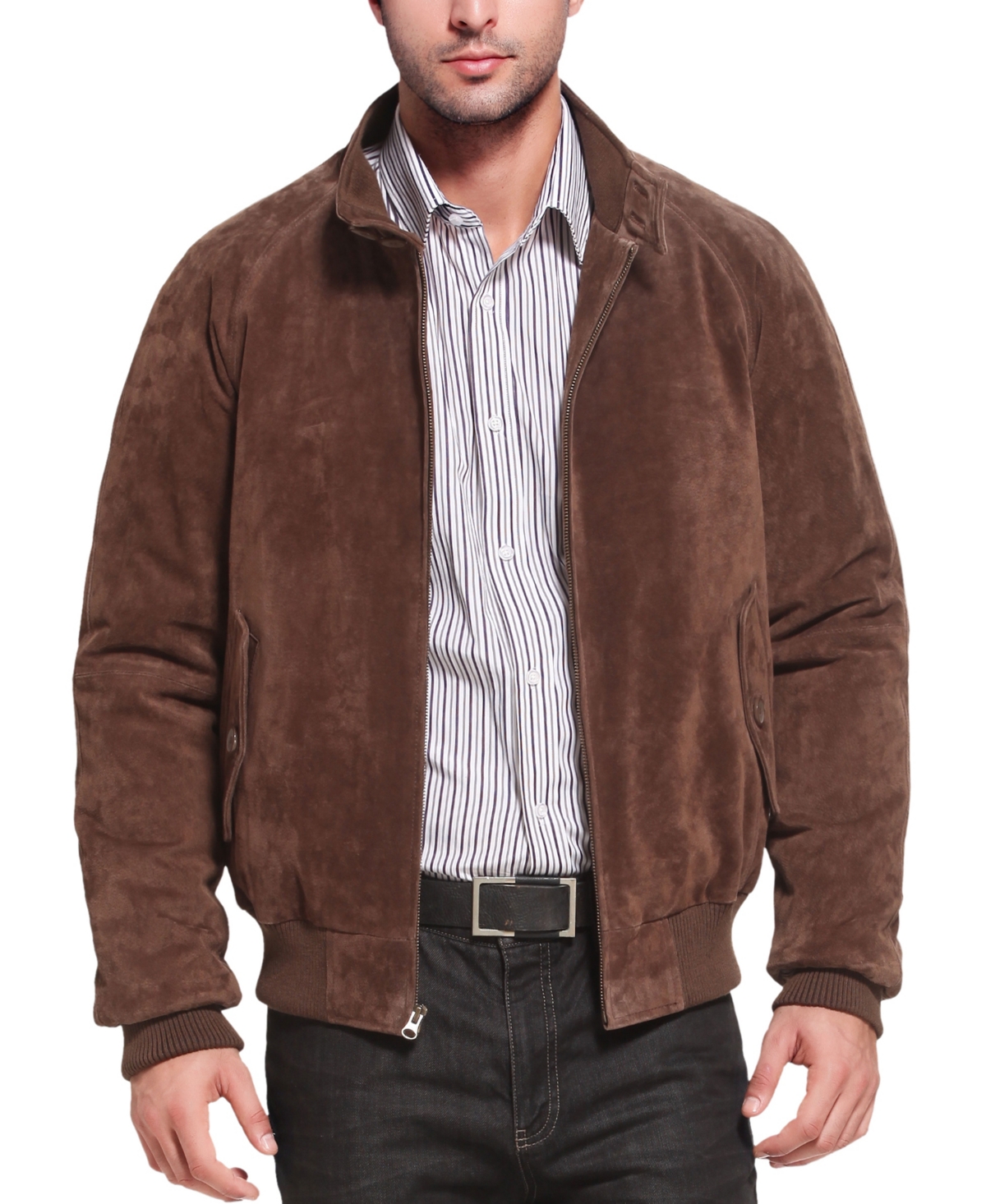 Landing Leathers Men Wwii Suede Leather Bomber Jacket - Tall